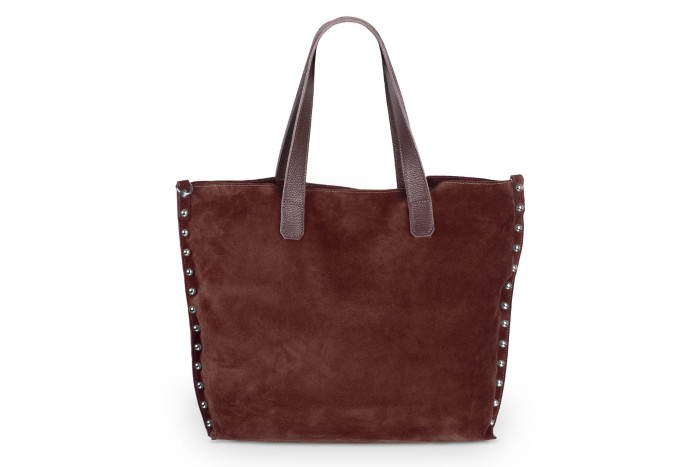 Torba Skórzana Zamszowa Rivetto Vera Pelle Koniak