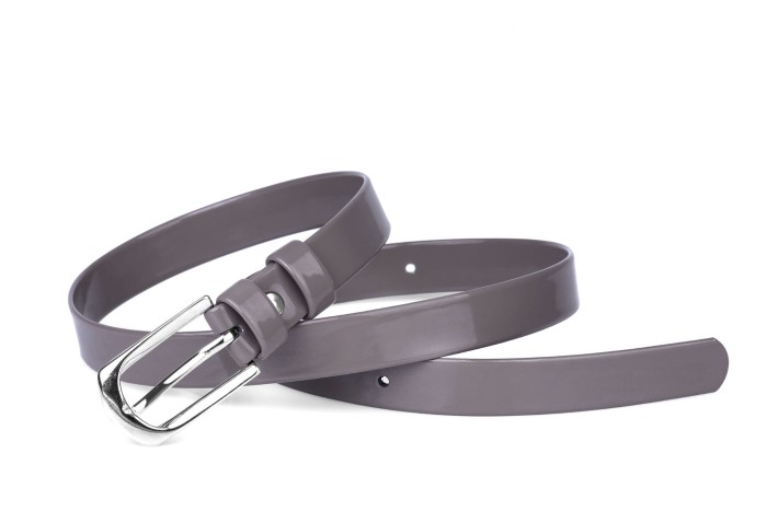 Pasek damski klasyczny taupe lakier 2 cm