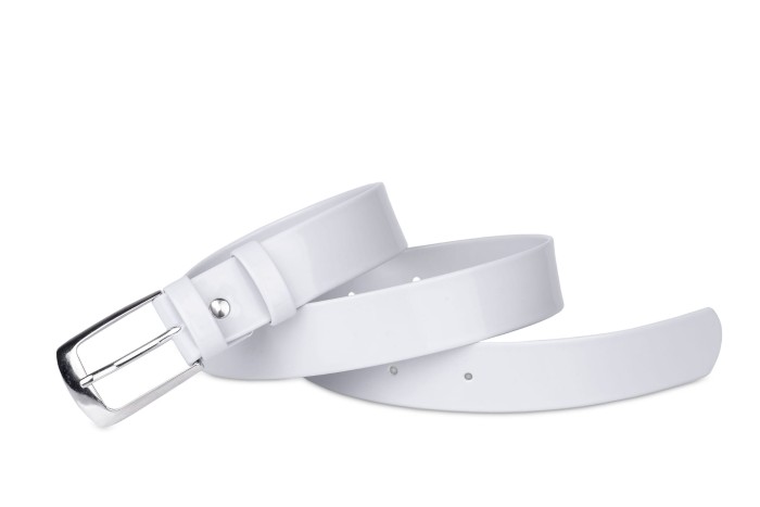 Pasek damski klasyczny platynowy lakier 3 cm