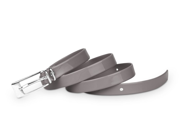 Pasek damski klasyczny taupe lakier 1,5 cm