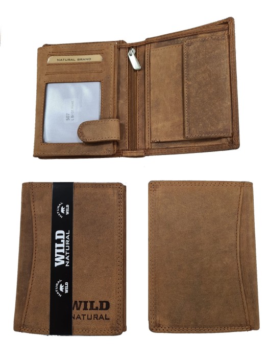 Portfel męski Skórzany Wild Natural 507 Lt.Br RFID