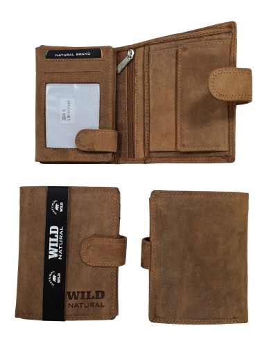 Portfel męski Skórzany Wild Natural 504X Lt.Br RFID  