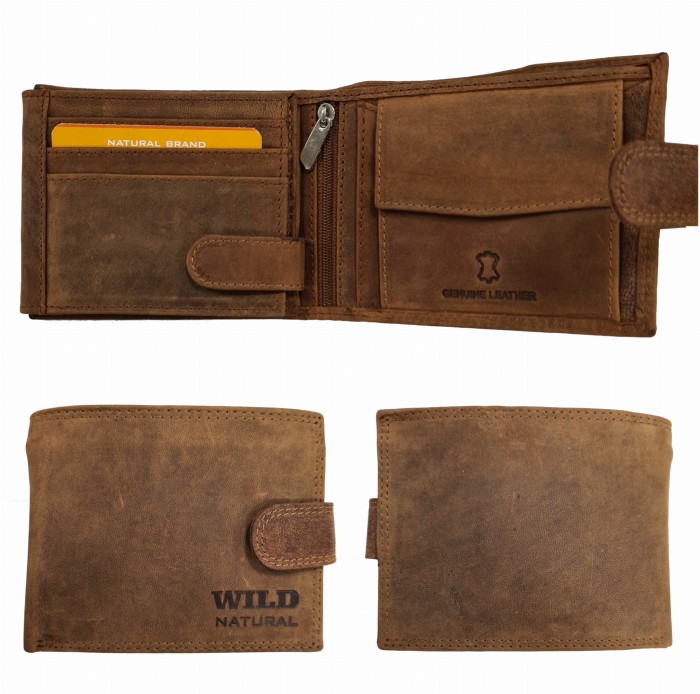 Portfel męski Skórzany Wild Natural 508X Lt.Br RFID 
