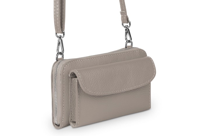 Torebka na telefon Skórzana na ramię Beżowa