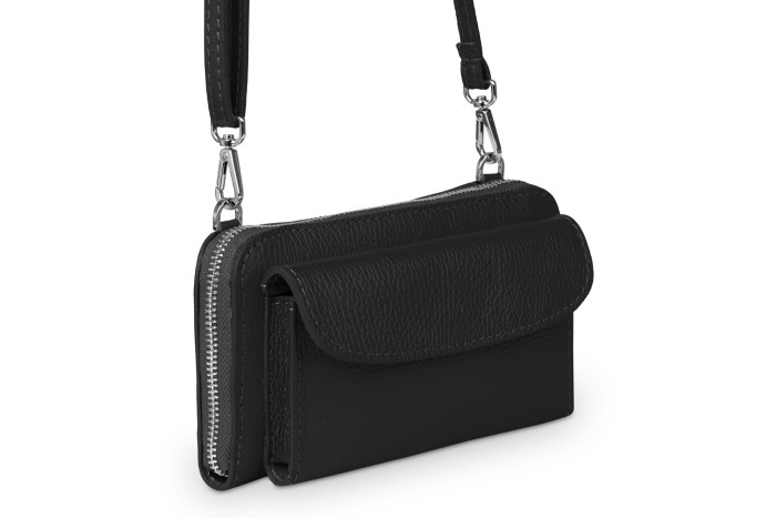 Torebka na telefon Skórzana na ramię Czarna
