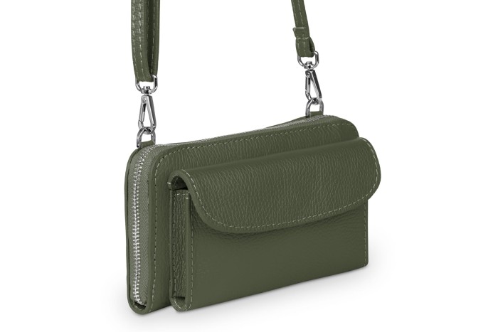 Torebka na telefon Skórzana na ramię Khaki