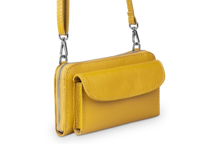 Torebka na telefon Skórzana na ramię Szafran