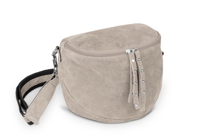 Torebka Skórzana Vera Pelle Misio Zamsz Beżowa