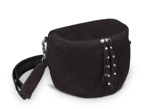 Torebka Skórzana Vera Pelle Misio Zamsz Choco