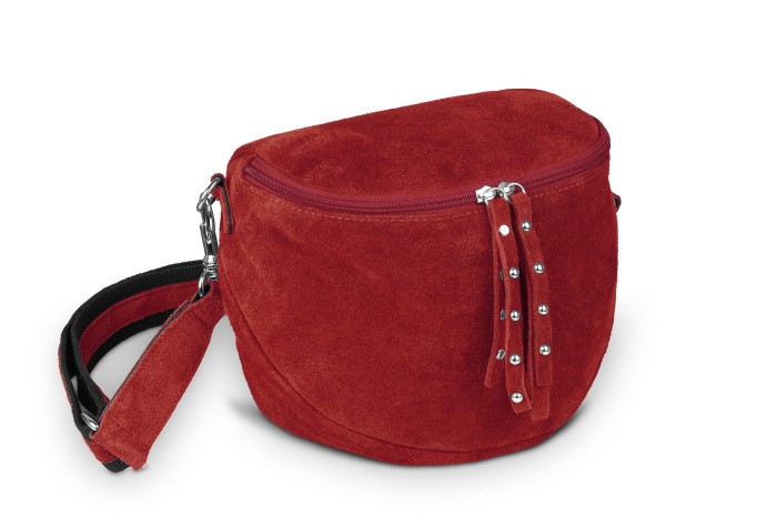 Torebka Skórzana Vera Pelle Misio Zamsz Czerwona