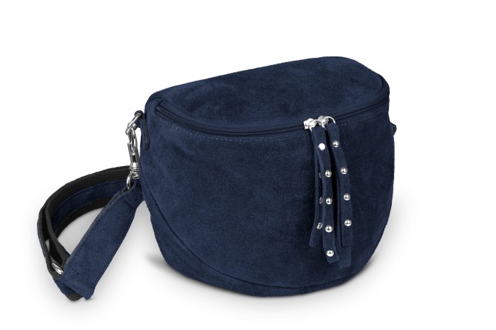 Torebka Skórzana Vera Pelle Misio Zamsz Granatowa