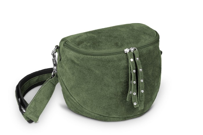 Torebka Skórzana Vera Pelle Misio Zamsz Oliwka