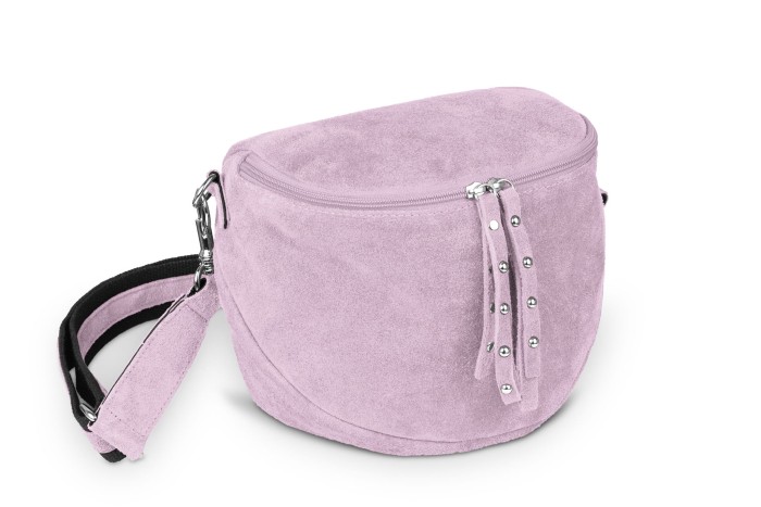 Torebka Skórzana Vera Pelle Misio Zamsz Pudrowa