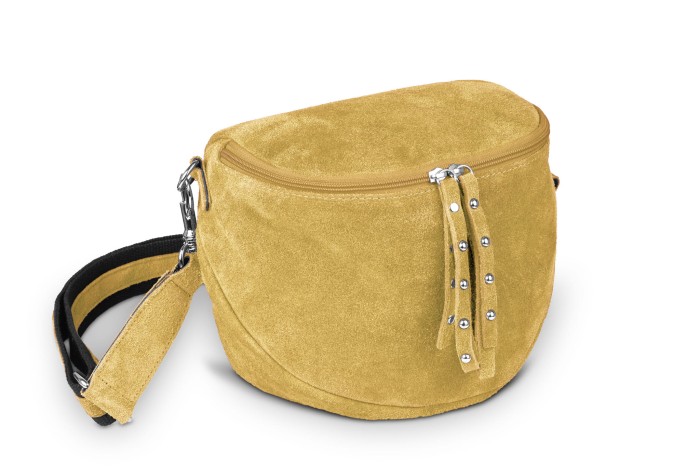 Torebka Skórzana Vera Pelle Misio Zamsz Szafran