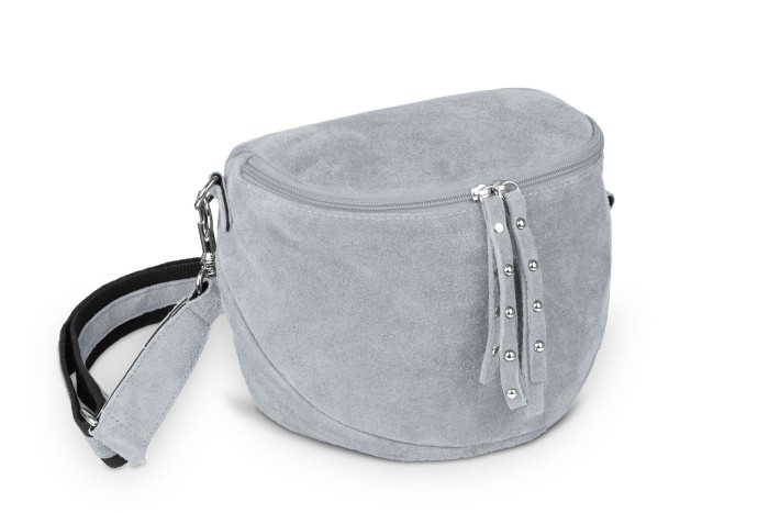 Torebka Skórzana Vera Pelle Misio Zamsz Szara