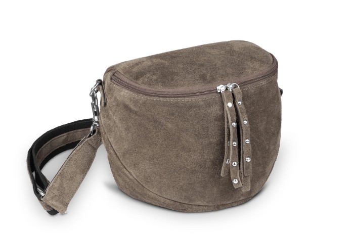 Torebka Skórzana Vera Pelle Misio Zamsz Taupe