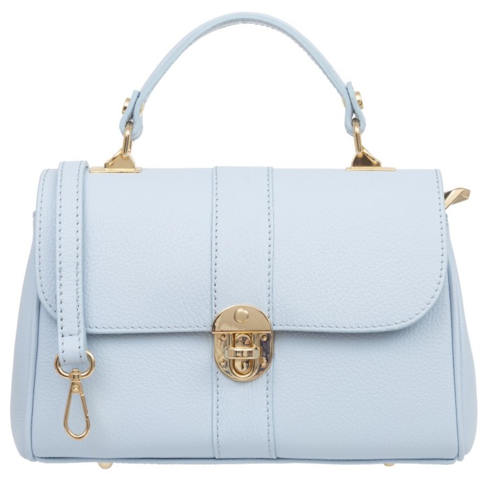 Torebka Damska Na Ramię Do Ręki Skórzana Vera Pelle Giovita Błękitna