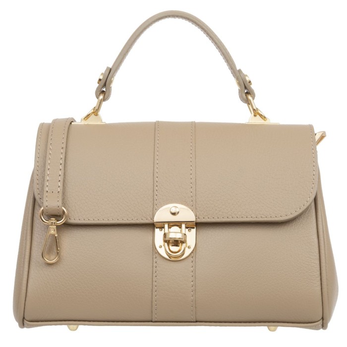 Torebka Damska Na Ramię Do Ręki Skórzana Vera Pelle Giovita Beżowa