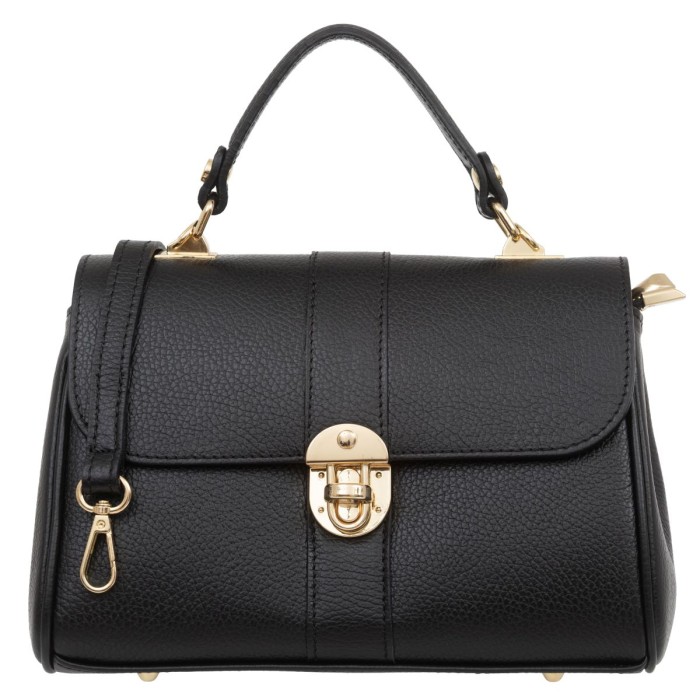 Torebka Damska Na Ramię Do Ręki Skórzana Vera Pelle Giovita Czarna