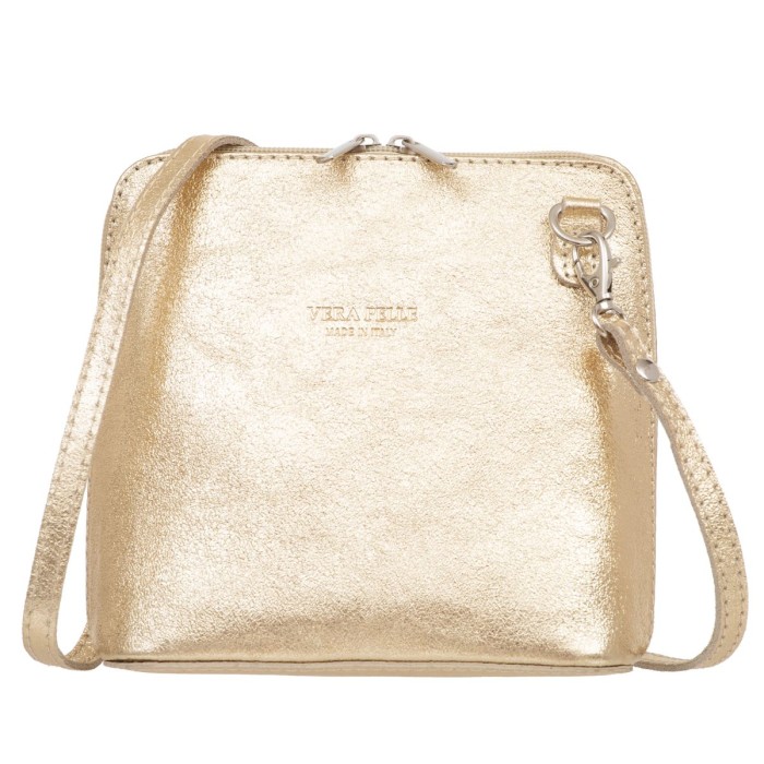 Mała Torebka Skórzana Kaletnik Conica Złota