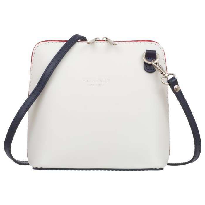 Mała Torebka Skórzana Kaletnik Conica Biało Granatowa