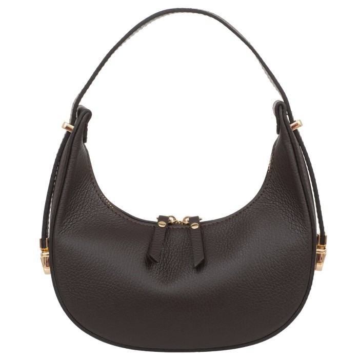 Mała Torebka Damska Skórzana Kaletnik Mezzaluna Choco