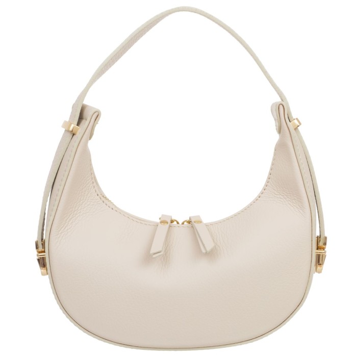 Mała Torebka Damska Skórzana Kaletnik Mezzaluna Ecru