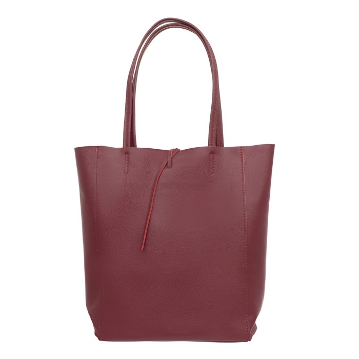 Torba Skórzana Vera Pelle Corda Bordowa