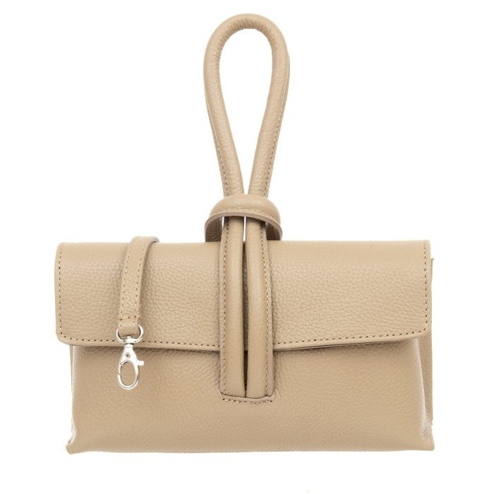 Torebka Damska Skórzana Vera Pelle Nodo Beżowa