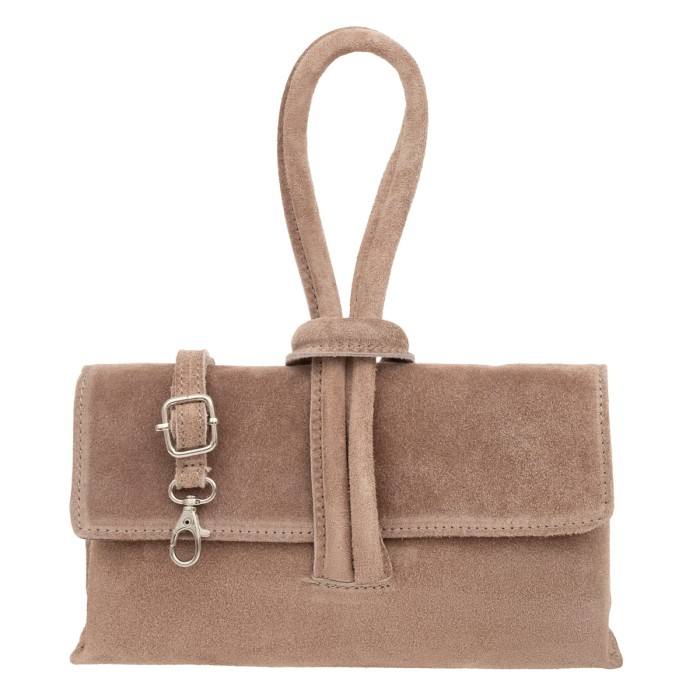 Torebka Damska Zamszowa Vera Pelle Nodo Taupe