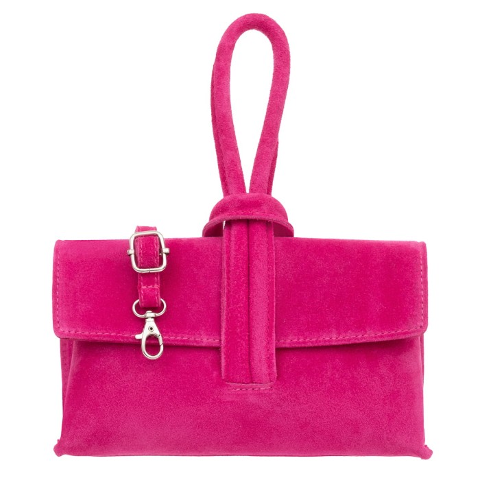 Torebka Damska Zamszowa Vera Pelle Nodo Fuksja
