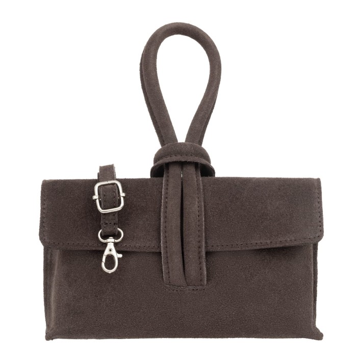 Torebka Damska Zamszowa Vera Pelle Nodo Choco