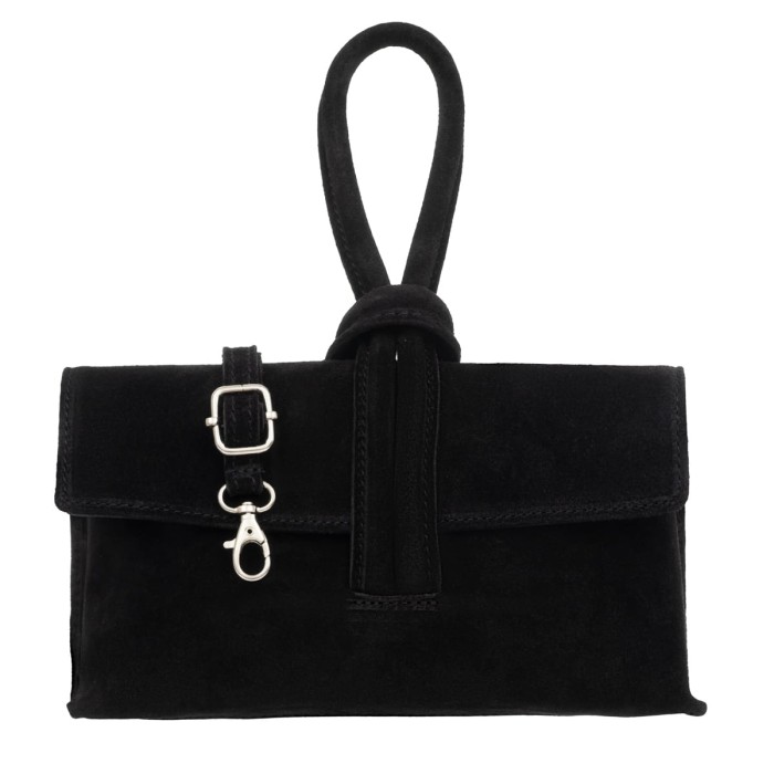Torebka Damska Zamszowa Vera Pelle Nodo Czarna