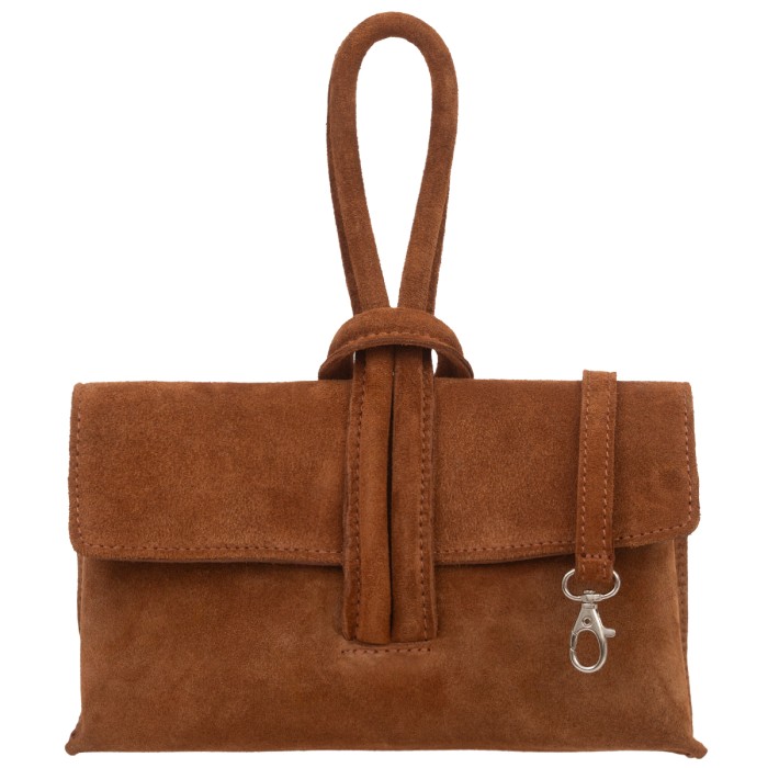 Torebka Damska Zamszowa Vera Pelle Nodo Brązowa