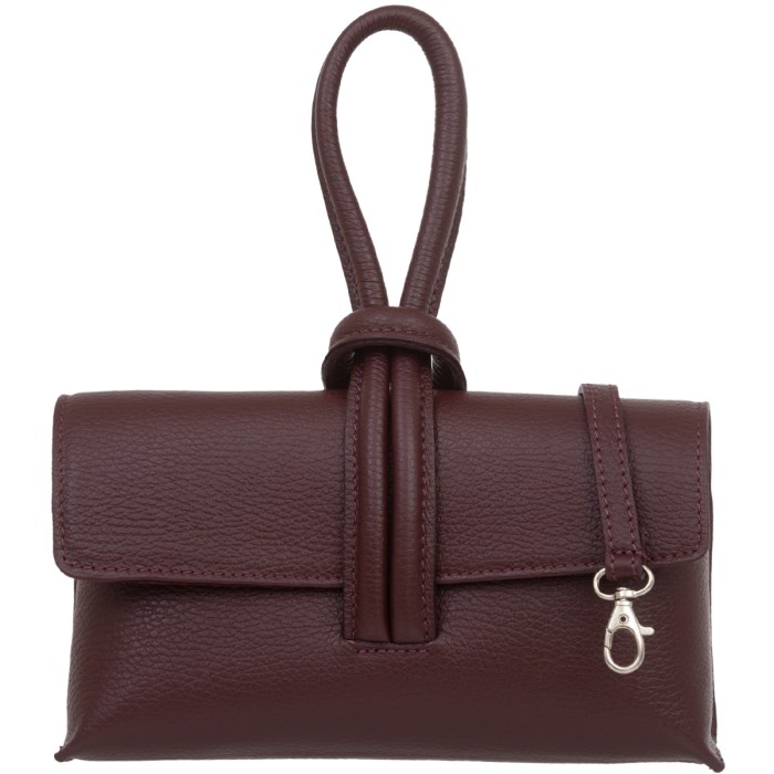 Torebka Damska Skórzana Vera Pelle Nodo Bordowa