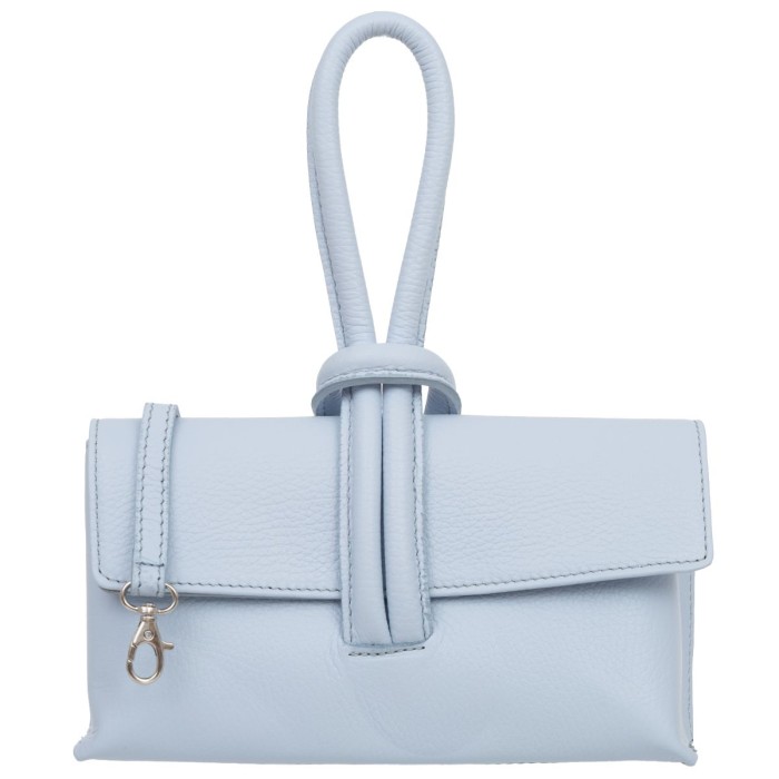 Torebka Damska Skórzana Vera Pelle Nodo Błękitna