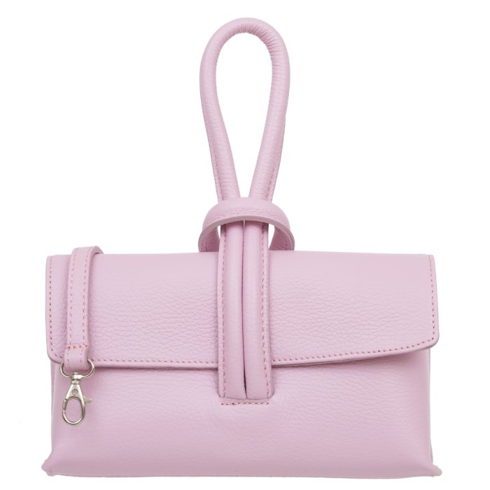 Torebka Damska Skórzana Vera Pelle Nodo Różowa