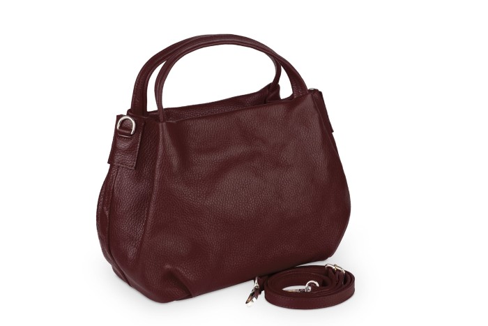 Torebka Skórzana Vera Pelle Bolsa Bordowa