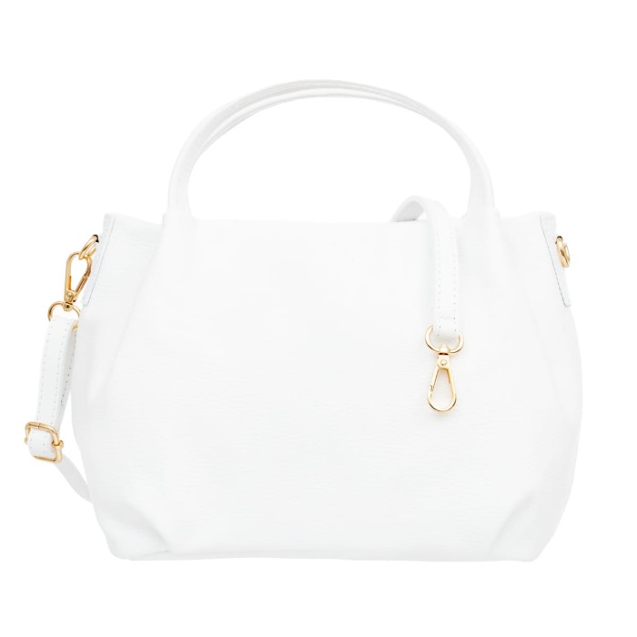 Torebka Damska Na Ramię Skórzana Vera Pelle Bolsa Biała