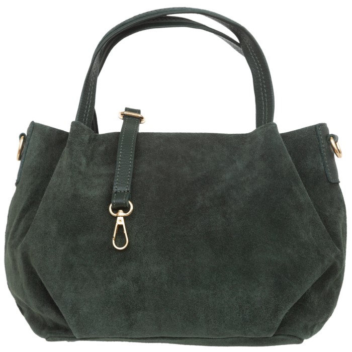 Torebka Damska Na Ramię Zamszowa Vera Pelle Bolsa Butelkowa