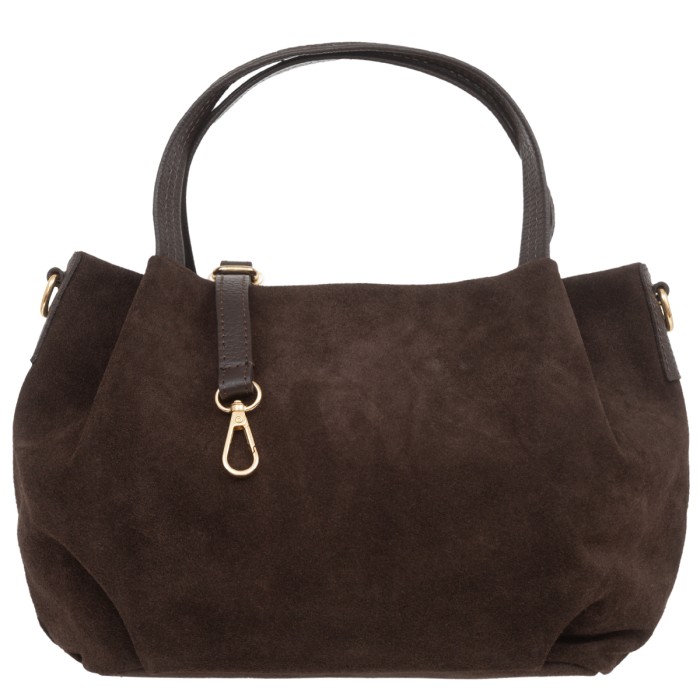 Torebka Damska Na Ramię Zamszowa Vera Pelle Bolsa Choco