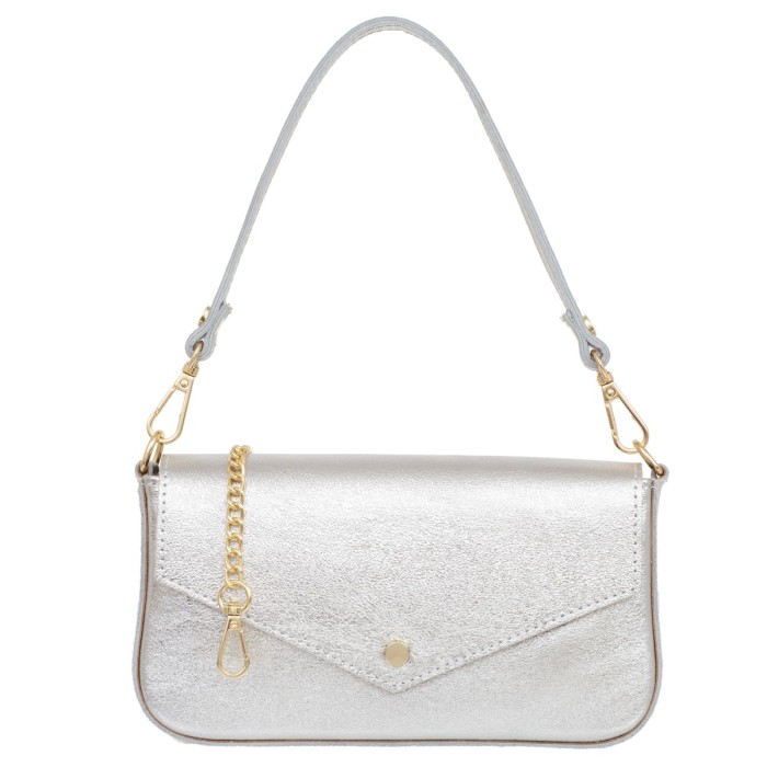 Kopertówka Skórzana Kaletnik Sera Srebrna